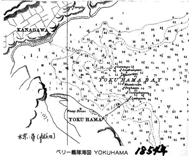 ペリー艦隊制作 函館港地図 海図 1864年オリジナル石版画 - 古書、古文書